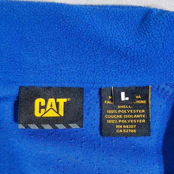 CAT 1/4 zip up fleece sweater men's size L blue long sleeve - Picture 5 of 9